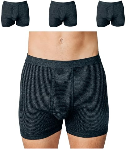SES Ringel herrtrosor S–4XL i 100 % bomull 3-pack/kalsonger män klassiska, bekväma och andningsbara/finribbade kalsonger män med mjuk linning och gylf, antracit, XL