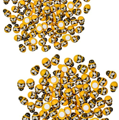 100 Pcs Mini Holz Bienen,Bienen Deko,selbstklebend Klein Bienen,Holzbienen | Selbstklebend Mini Holz Bienen,Gemalte Biene Deko,Verzierungen,für DIY Handwerk,Haus Dekorative,Dekor Party, Fotorahmen