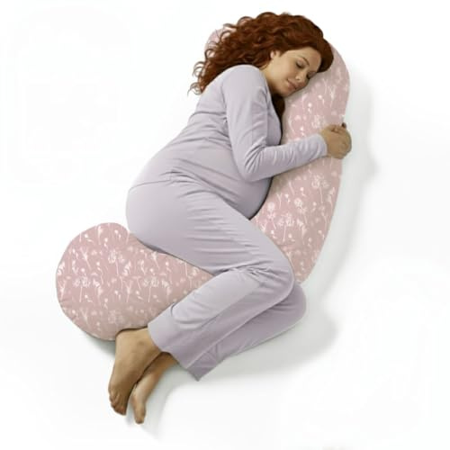 BellaMoon C Shaped Pregnancy Pillow for Sleeping (55 Inch) Maternity Body Pillow with Cooling Cover Soft Support for Women, Back, Legs, Belly C Pillow for Side Sleeping & Full Body Pillows for Adults