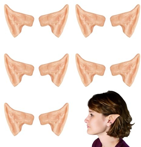 TUONYIS 5 Paar Elfenohren Latex Elfenohr Goblin Ohren Spitzohren Gefälschte Ohren Prothetische Elfenohren Latex Goblin Ohren für Halloween Weihnachten Cosplay Verkleidung Zubehör Party Requisiten