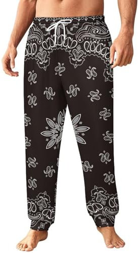 Yaxinduobao Schwarzes Paisley-Bandana, Herren-Sweathose, Jogger, Lounge-Hose für Damen, athletisches Unterteil, Siehe Abbildung, 4XL