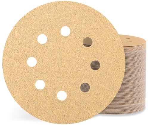 Sztaoip Disques Abrasifs 125mm –Lot de 100 Grain 80 Disque de Poncage 8 Trous Papier Abrasifs Pour Ponceuse Excentrique Bois Métal Peinture