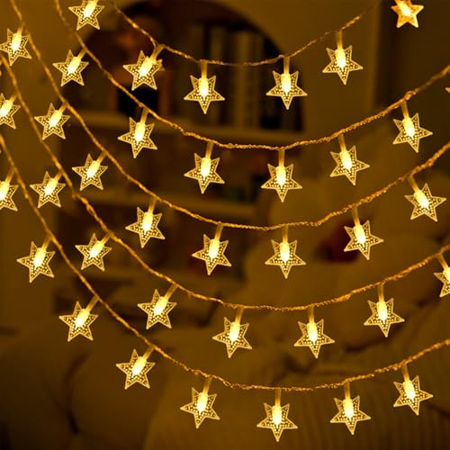 ENLACE Lichterkette Sterne, 3M 20 LED Sternenlichterkette Batteriebetrieben, Warmweiße Sterne Lichterketten für Weihnachten, Hochzeit, Geburtstag, Kinderzimmer, Schlafzimmer, Innen, Außen