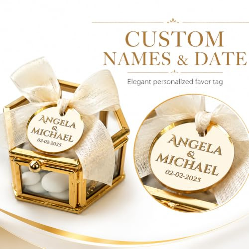 Personalisierte Geschenkanhänger aus Acryl, verspiegelt, personalisiert für Hochzeiten, Taufen, Verlobungen, Gastgeschenke