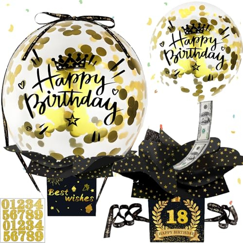 Geldgeschenke Geburtstag DIY Überraschungsbox mit Luftballons,Geldgeschenke Verpackung,Luftballon Pull Up Geburtstag Geldgeschenk,Geld Geschenkverpackung Überraschungsbox für Familie,Freunde