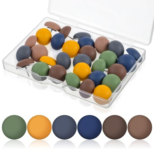 30PCS Round Colorful Push Pins for Cork Board, Cute Thumb Tacks Bulletin Board Cork Board Wall Tacks Decorative Thumb Tacks for Cork Boards, Photos, Calendar, Home, Office, Packed in Box