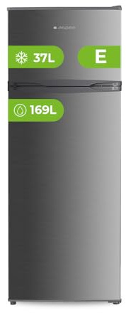 Aspes Frigorífico Estandar Inox, 2 Puertas AF145503EX, Capacidad 206 Litros, Cíclica, Bajo Nivel Sonoro, Puerta Reversible, Clasificación Energética E