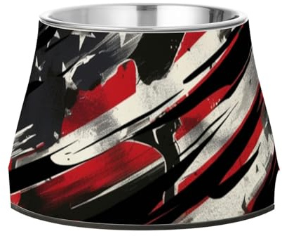Cool Camouflage American Flag Pets Water&Food Bowls Elevated Stainless Steel Pets Bowl Stand for Slow Feed Dogs Slow Down Eating