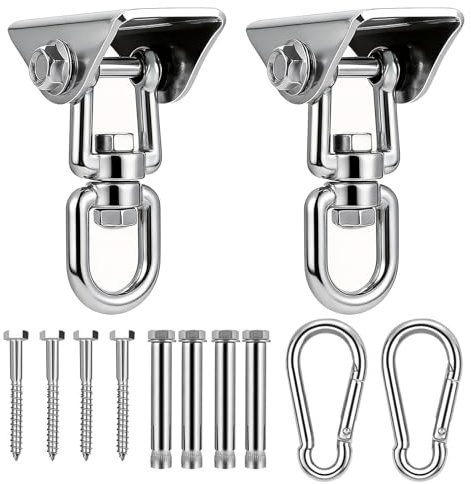 FuYelng Kit Ganchos de Techo Acero Inoxidable, Pesada Gancho Techo para Colgar 450 kg Capacidad de Carga 360° Rotación Colgador de Hamaca, para Silla Colgante Columpio Yoga Saco Boxeo Hamaca