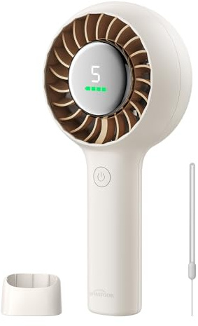 WHATOOK Portable Quiet Turbo Fan: 3-in-1 Handheld & Desk Fan with Base & Lanyard, Wide-Angle Airflow, Digital Display, USB-C Rechargeable, 5 Speeds, Up to 11H Cooling for Travel, Outdoor, Office, Gift