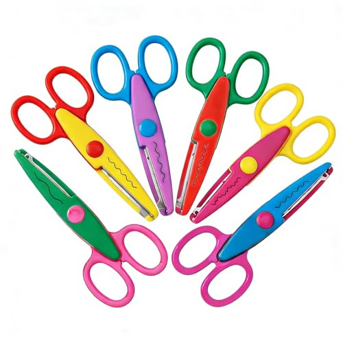 6pcs Bastelscheren Bastelschere dekorscheren 13 Cm Zickzackschere Rostfreie Stahl-klinge/kunststoff-griffe Für Diy Fotoalbum, Handwerk, Scrapbook Sichere