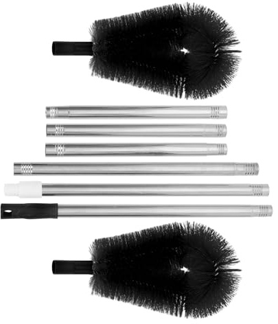 jojofuny Ensemble de Nettoyage de Gouttières Réglable Brosse Télescopique Noire, 6 Sections Extensibles, Poils Non Abrasifs pour Entretien Toiture Sécurisé, Outil Multifonction