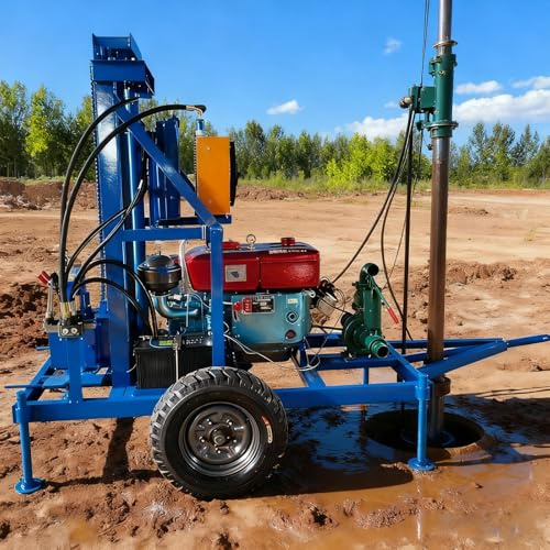 Mini impianto di perforazione idraulica per pozzi d'acqua | Piccola macchina mobile per trivellazione per pozzi di acque profonde per cortile, giardino e agricoltura