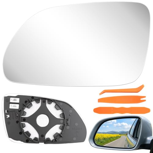 Spiegelglas Außenspiegel mit VW Polo 9N 05-09 Skoda Octavia 1Z3/1Z5 04-08 | Ersatzspiegelglas Seitenspiegelglas Fahrerseite Beheizbar Rückspiegelglas Asphärisch Auto für VW Polo 9N Skoda Octavia Links