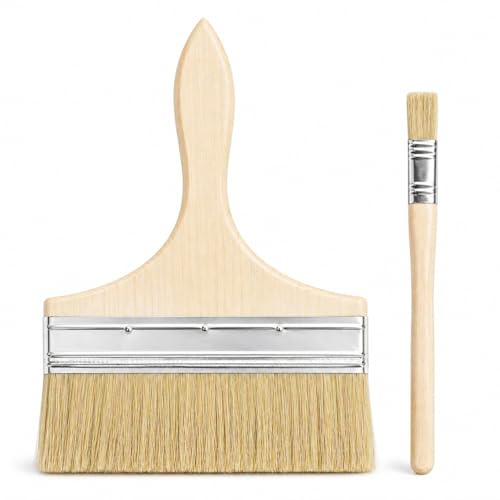 Flachpinsel 200mm,Flächenstreicher, Nimm eine kleine Bürste mit,Breiter Lasurpinsel & Lackpinsel Holz, Ideal für Öl, Lasur, Beizen, Acryl & Kreidefarbe, Perfekt für Große Flächen & Details