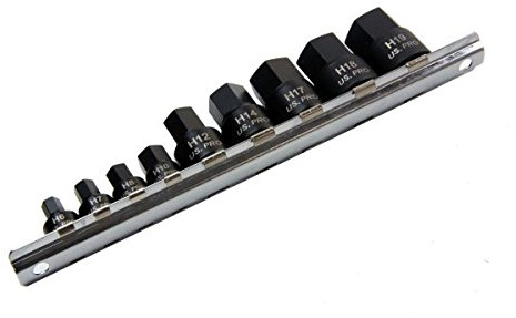 US PRO 9PC 1/4 3/8'' DR Stubby Impact HEX BIT SOCKETS B1434