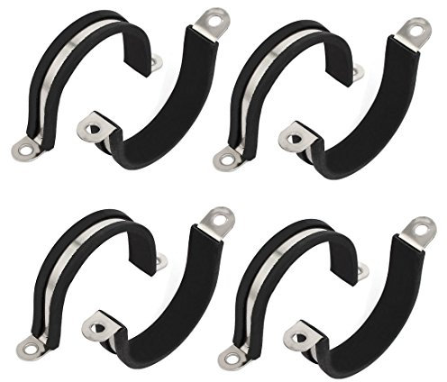 sourcing map 8Stk 40mm Dmr. Gummi Gefüttert U Form 304 Edelstahl Rohrclip Kabelklemme DE de