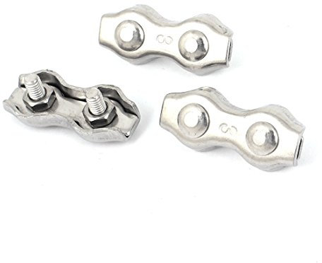 Aexit M3 3 mm 310 Acero inoxidable Dúplex 2-Post Cable Cable Clip (model: I2720IXII-7707JN) Abrazadera 3 piezas