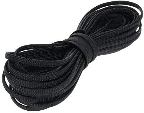Othmro Cavo in PET intrecciato espandibile Guaina cavo ad alta temperatura cavo elettrico 15mx6mm nero 1 pz