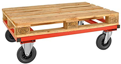 Paletten-Fahrgestell Palettenwagen, niedrig, LxBxH 1.200 x 1.000 x 305 mm, Tragkraft: 800 kg, rot