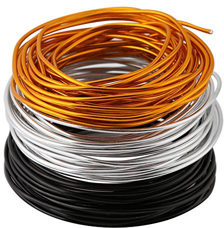 5 Meter/Rolle 2 mm bunte runde Oxidation Aluminiumdraht DIY-Zubehör für die Schmuckherstellung für Bildhauerei, Anker, Schmuckherstellung, Edelstein-Metallverpackung(schwarz)
