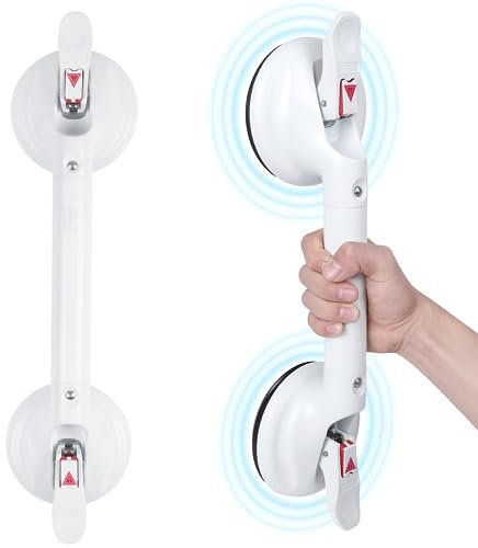 HEINSY 19inch Suction Shower Grab Bar, Portable Shower Handle Bar Suction Grip Bar Bathtub Handle with Strong Hold Suction Cup Fitting and Rapid Release for Bathroom(Max Capacity :300lb