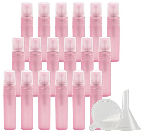 ZEOABSY 20 Pezzi 5ml Flaconi Spray Vuoti, Bottiglie Spray Rosa opaco Plastica Fine Nebbia Bottiglia Set da Viaggio, Flacone Spray Vuoto con Pompa, acqua Profumo Sprayper