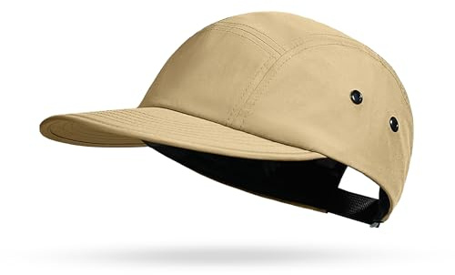 CLAPE 5 panelkeps män kvinnor vikbar snabbtorkande basebollkeps lätt basebollkeps anti-UV löpningskeps justerbar sportkeps unstructured flat brim camp keps, GD53-Khaki, 56-58
