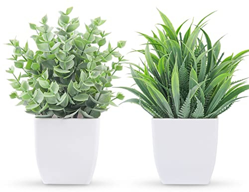 Der Rose 2 Pack Fake Plants Small Plants for Bathroom Office Decor