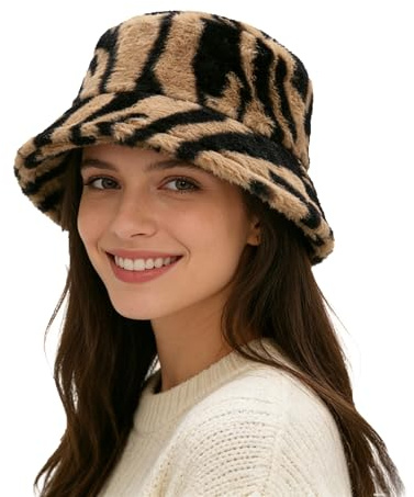 IBLUELOVER Fischerhut Winter Kunstpelz Bucket Hat Damen Eimer Hut Warm Wintermütze Fleece Fischermütze Outdoor Fellhüte Winddicht Schlapphut Verdickt Anglerhut Flauschig Kappe für Freizeit Reisen Ski