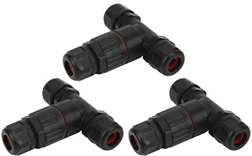 3 Way Cable Connector, IP68 T Shape Junction Splice Extension for Garden Lighting Outdoor Wiring Flame Retardant Nylon 450V 32A 3 5 to 10mm 3 Pack