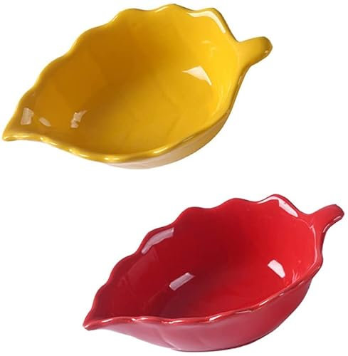 keramikschale Ramen Schüssel 2pcs Gewürzplatte Keramiksauce Schale Blattformpackung Diping Schüssel Relish Teller Snack Teller Vorspeise Schüssel Schale Schale Tablett