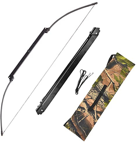 Tragbarer Faltbarer Bogenschießen Bogen Gerader Bogen Metall Jagdbogen 61 Zoll Recurve Bogen Set 40lbs Bogenschießen Bogen Faltbar für das Jagd Schießtraining im Freien