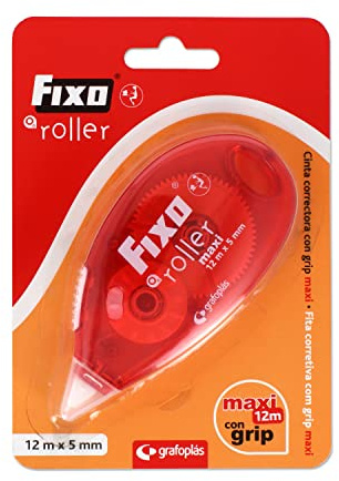 Fixo Roller, extra langes weißes Korrekturband, 5 mm x 12 m, ergonomisches Design, sofort trocknend, Schulmaterial