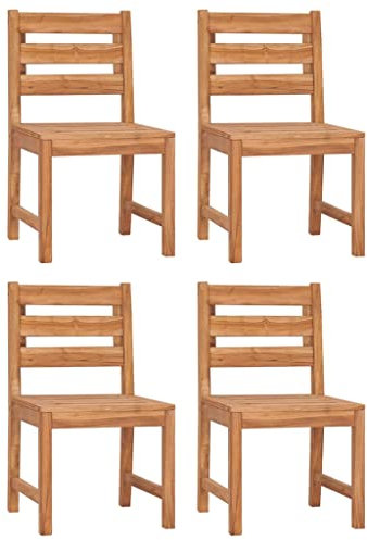 vidaXL Trädgårdsstolar 4 st massiv teak, utomhusstolar, matstolar, utestol massivt trä, altanstolar, massiv trästol, trädgårdsmöbler, utemöbler