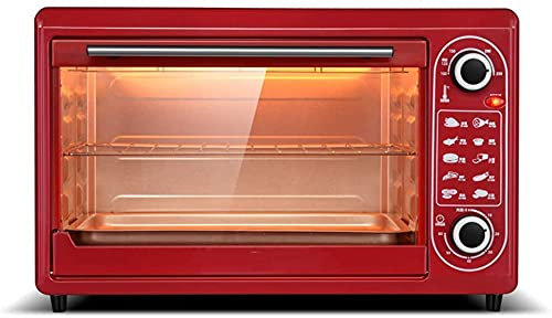 48L Oven Electric Cooker And Grill, Home Baking Small Oven Timer Double Glass Door Top And Bottom Convection Countertop Toaster Oven Useful