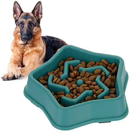 Relaxdays Anti Schling, Futternapf für Hunde, Napf 600 ml, langsames Fressen, Hundenapf spülmaschinenfest, türkis, 5 x 22 x 22 cm