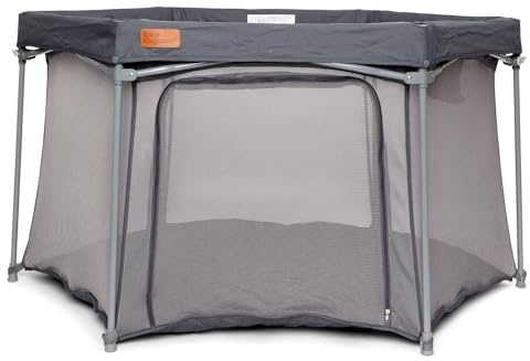 Faltbares Laufgitter von Baby Elegance | Pop-Up-Laufstall für Babys und Kleinkinder mit gepolsterter Matte | für drinnen und draußen geeignet | kleines, tragbares Laufgitter für Reisen - Grau