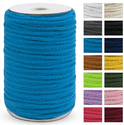 Uiopa Makramee Garn 5mm x 90m, Baumwollkordel Baumwollseil Natürlicher Baumwollschnur, Makramee Garn Geflochten für Pflanzenaufhänger, Wandbehang, Traumfänger, Garten, DIY-Projekte