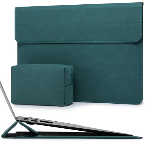 HYZUO 15 Zoll Laptoptasche Hülle mit Ständer für MacBook, Dunkelgrün | für MacBook Air 15 M5 A3448 M4 A3241 M3 A3114 M2 2026-2023,15 Surface Laptop 7/6/5/4/3,MacBook Pro 15 A1990 A1707 2019-2016