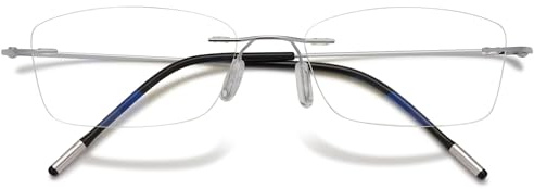 VEVESMUNDO Randlos Titan Lesebrille Anti Blaulicht Ultraleicht Metall Blaulichtfilter Sehhilfe Lesehilfe Brillen Ohne Rahmen für Herren Damen (1 Stück Grau, 0.0)