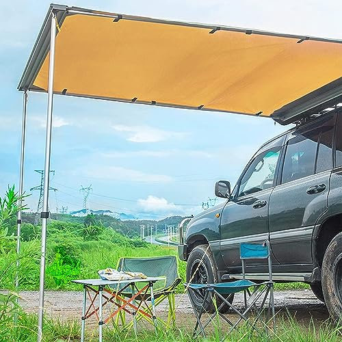 CRUSIO Camping Vorzelt, Einziehbare Markise, Wasserdicht, Dachmarkise, Zelt-Schatten für Auto/SUV/Jeep/LKW/Van (Color : Yellow, Size : 200x300cm)