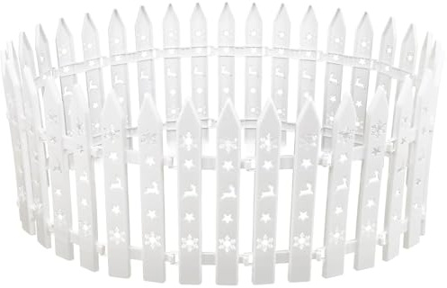 24pcs Mini Clôture Noël en plastique Blanc pour Arbre De Noël Clôture Palissade décoratives pour sapin de Noël Pelouse (11.5x29.5cm, Blanc)
