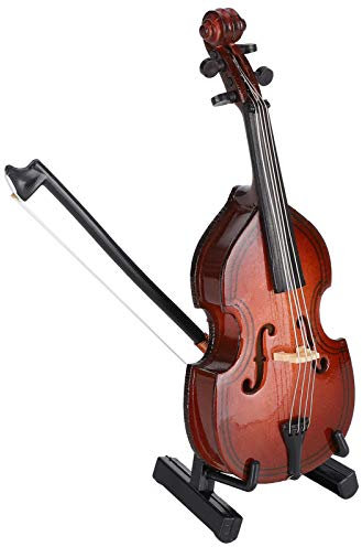 UPQRSG Mini Bass Ornamente, Mini Musikinstrument Weihnachtsschmuck Aus Holz, Schöne, Langlebige Miniatur Puppenhaus Modell Heimdekoration, Instrumentenmodell Geschenk 10 cm