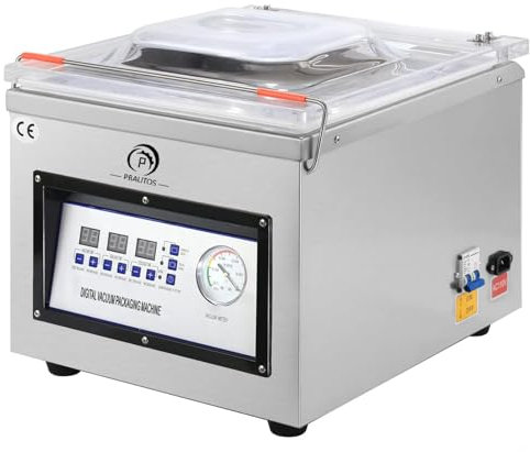 KHZKHC Sellador Al Vacío De Cámara Comercial De 370 W, Máquina Selladora Al Vacío De Cámara, Diseño De Hebilla Hermética con Control por Microcomputadora, para Sous Vide, Polvos Y Almacenamiento