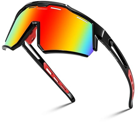 FEISEDY Fahrradbrille Polarisiert für Herren Damen Sportbrille B4151 | TR90 Rahmen, Verspiegelt Sport Sonnenbrille, UV400 Schutz