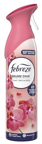 Febreze Spray Désodorisant (185ml x8), Parfum Thaï Orchidée, 2en1, Combat Efficacement Les Odeurs, Laisse Un Parfum Frais