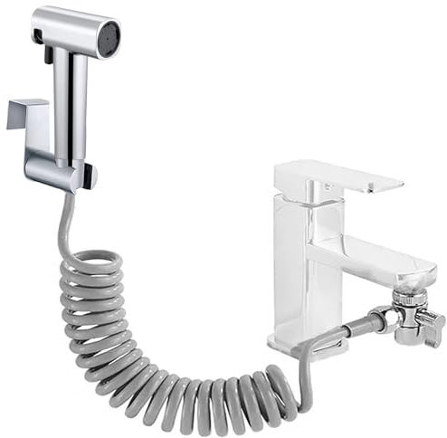 Kit Doccetta per Bidet Portatile, modalità doppio getto, soffione in ABS ad alta pressione, kit spray per pannolini in tessuto per bambini con erogatore per rubinetto, tubi flessibili