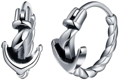 Yumilok Vintage Anker Ohrringe Seil Creolen Ohrringe Huggie Earrings Piercing für Herren Damen Knorpel Ohr Piercing Unisex Punk Ohrschmuck