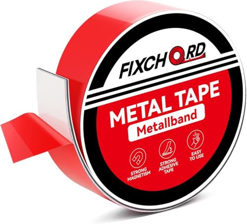 FIXCHORD Nastro metallico autoadesivo, Striscia di metallo con supporto adesivo, Banda Metallica, Nastro flessibile in metallo per Tonies & Magnete 1m*35mm
